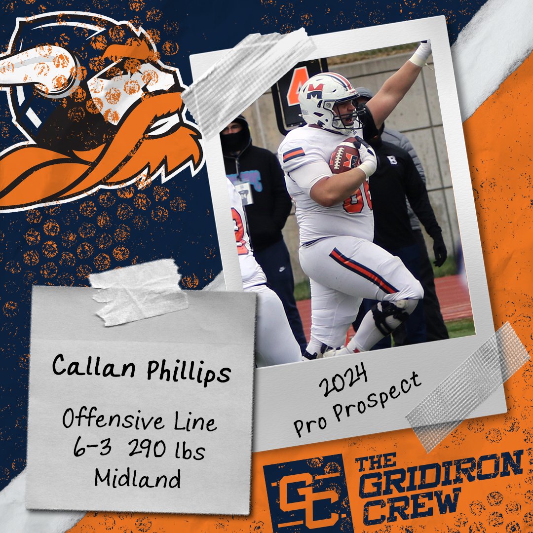 Gridiron_Crew's tweet photo. ⚠️ Attention Pro Scouts, Coaches, and GMs ⚠️

You need to look at 2024 Pro Prospect, Callan Phillips @Phillipsboy66, an OL from @MidlandU_FB

👀 See our Interview: https://t.co/MWWHnvEE8o

#2024ProProspect #DraftTwitter #NFLDraft #NFL #CFLDraft #CFL #ProFootball 🏈 https://t.co/ldaCrTq35U