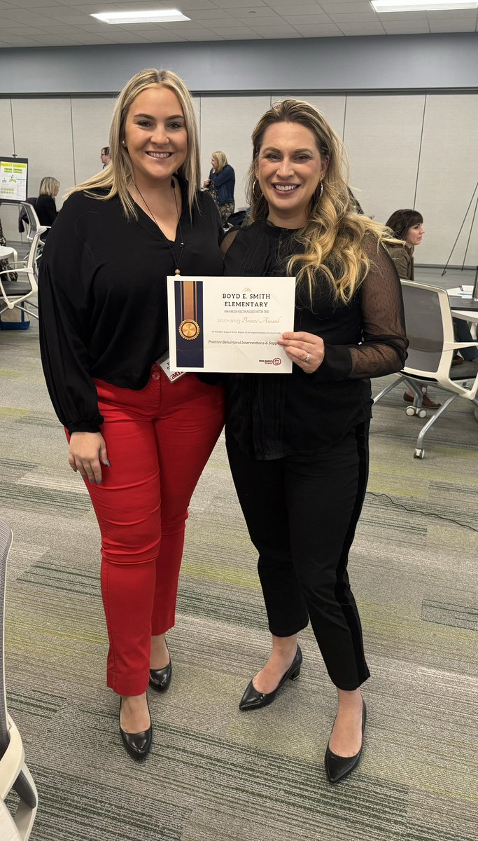 Mrs. Langston and Ms. O’Deens accepting our PBIS Bronze award at the PBIS Regional Celebration. #BeYourBESt #WeAreMilford