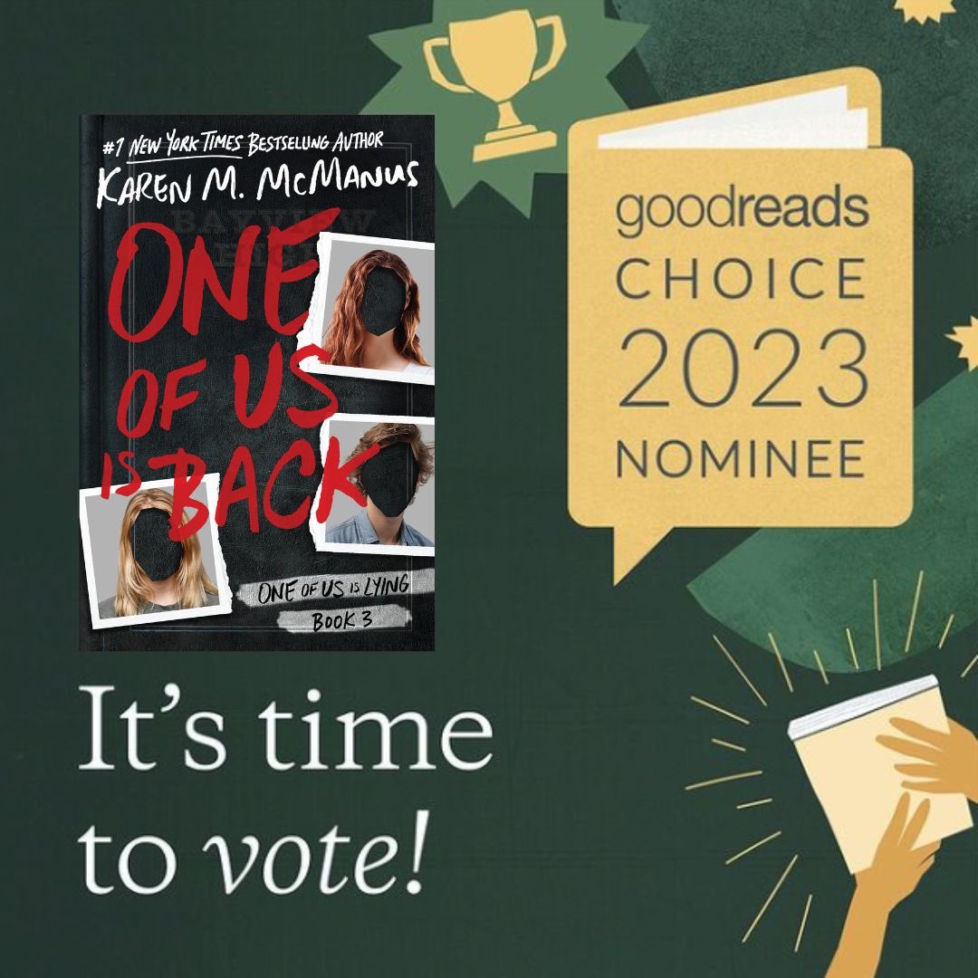Very honored that One of Us Is Back is a Goodreads Choice nominee! You can vote for any of the amazing nominees here: goodreads.com/choiceawards/b…