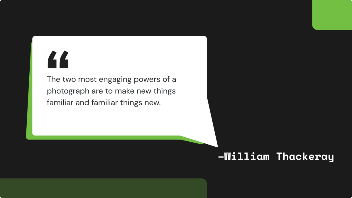 ClippingPathSt1's tweet photo. The two most engaging powers of a photograph are to make new things familiar and familiar things new.
– William Thackeray
#WilliamThackeray #PhotographyQuotes #quotesoftheday #quotesusa https://t.co/E6B9Y7StK6
