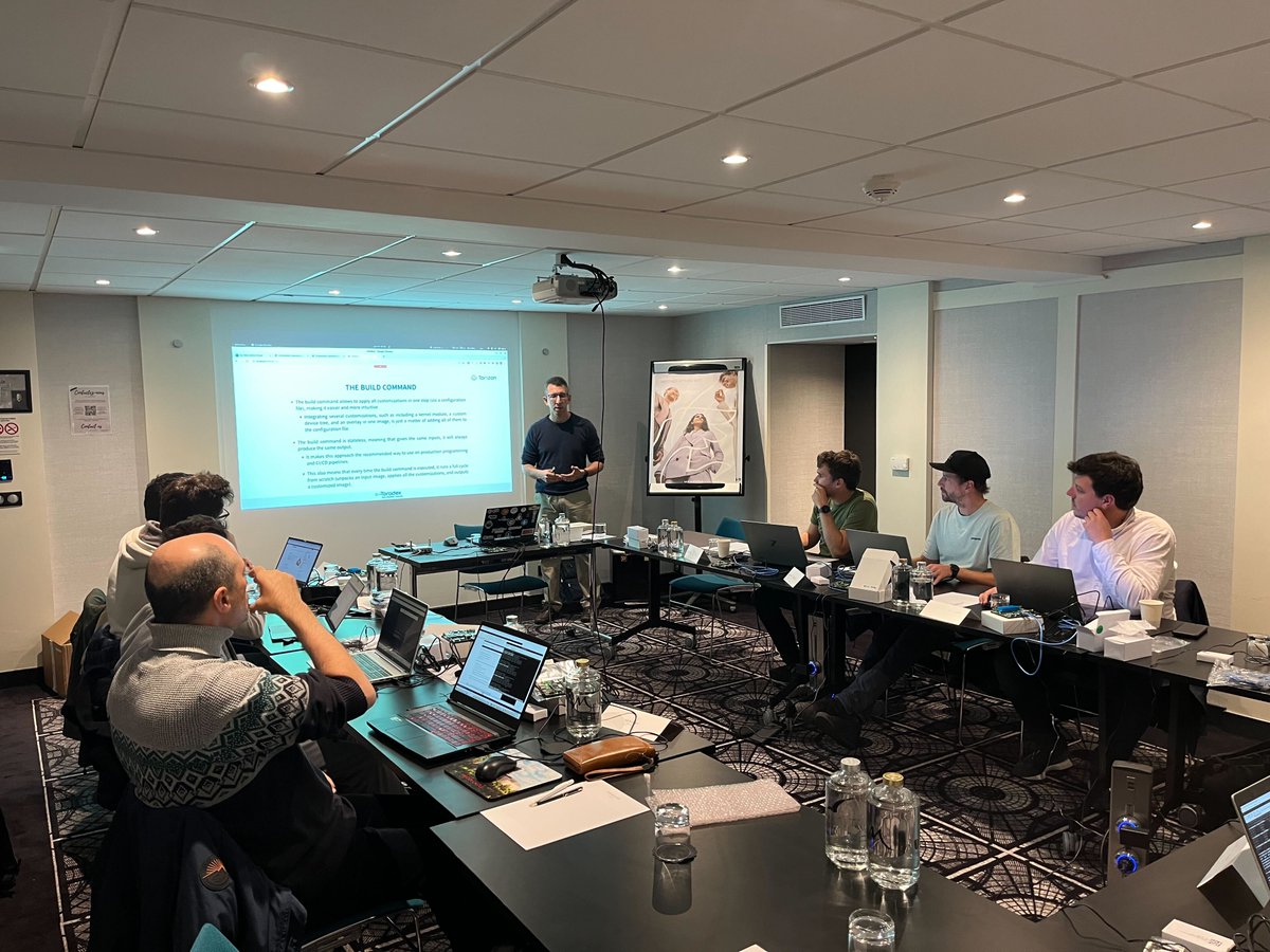 Toradex's tweet photo. We're back! Our sought-after #TorizonBootCamp with @sergioprado is once again in Europe! We had sessions in London, Paris, Milan, and Dusseldorf this week. And next week we're in Munich, Zurich, and Copenhagen.

#Torizon #TorizonOS #IoT #EmbeddedLinux #LinuxOS #YoctoProject #BSP https://t.co/Lg8dgSmzh7