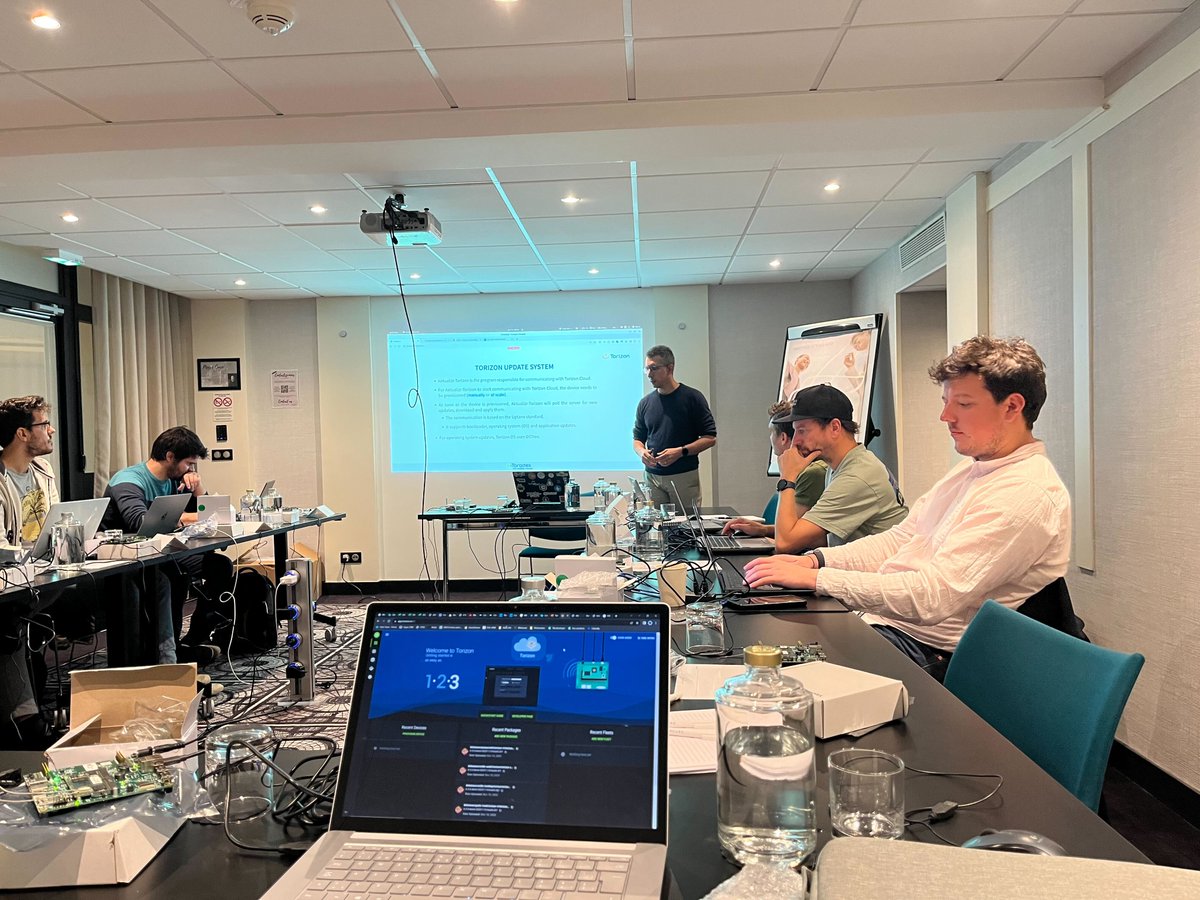 Toradex's tweet photo. We're back! Our sought-after #TorizonBootCamp with @sergioprado is once again in Europe! We had sessions in London, Paris, Milan, and Dusseldorf this week. And next week we're in Munich, Zurich, and Copenhagen.

#Torizon #TorizonOS #IoT #EmbeddedLinux #LinuxOS #YoctoProject #BSP https://t.co/Lg8dgSmzh7