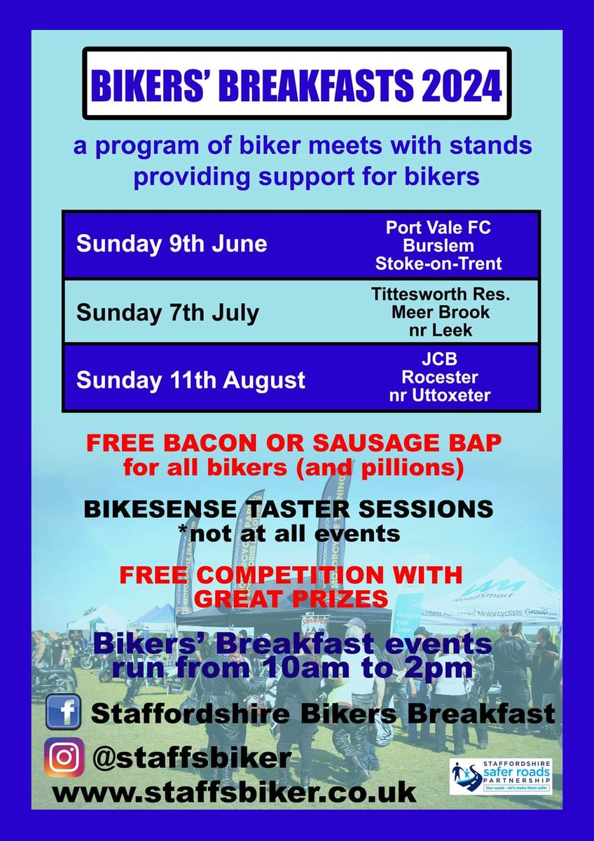 Bikers Breakfast dates for next year. Something for your diaries