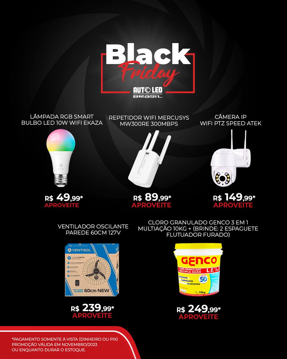 AutoledBrasil's tweet image. A Black Friday não para!!!

 Pagamento somente à vista (dinheiro ou pix)
Promoção válida em Novembro/23 ou enquanto durarem os estoques.

Mais informações:
📱(12) 3105-6961
📞(12) 3105-6183

#autoled #virtuabrasil #blackfriday #iluminacao #seguranca #desconto