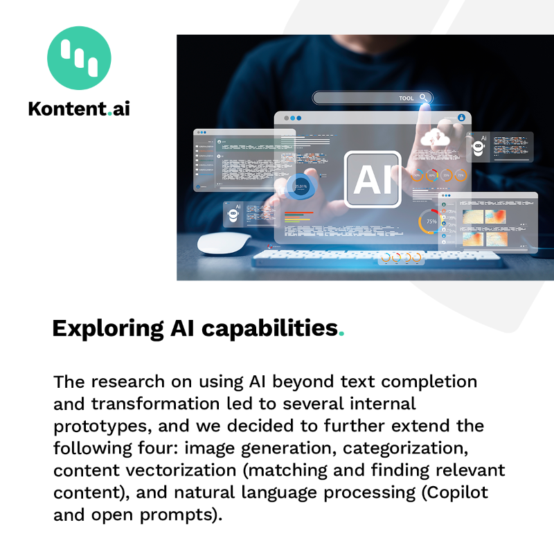 Kontent_ai's tweet photo. As a SaaS vendor, everyone expects you to have an #AI story. How do you avoid the current hype and leverage AI to build something truly helpful? 🎯

Dive into the blog to learn how we incorporated AI, from initial steps to a functional prototype ⚡️