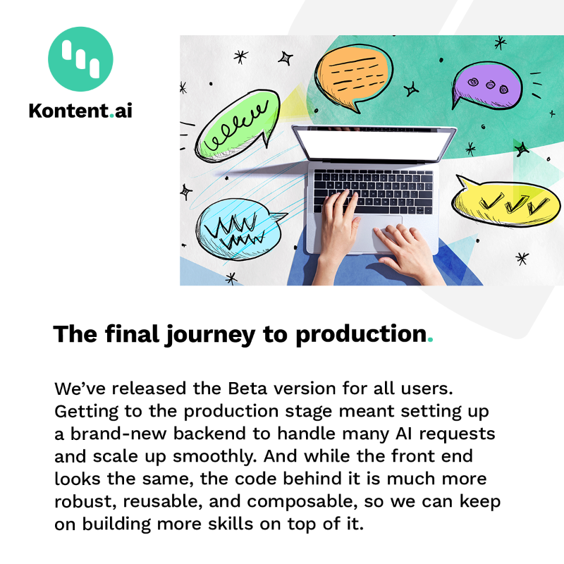 Kontent_ai's tweet photo. As a SaaS vendor, everyone expects you to have an #AI story. How do you avoid the current hype and leverage AI to build something truly helpful? 🎯

Dive into the blog to learn how we incorporated AI, from initial steps to a functional prototype ⚡️