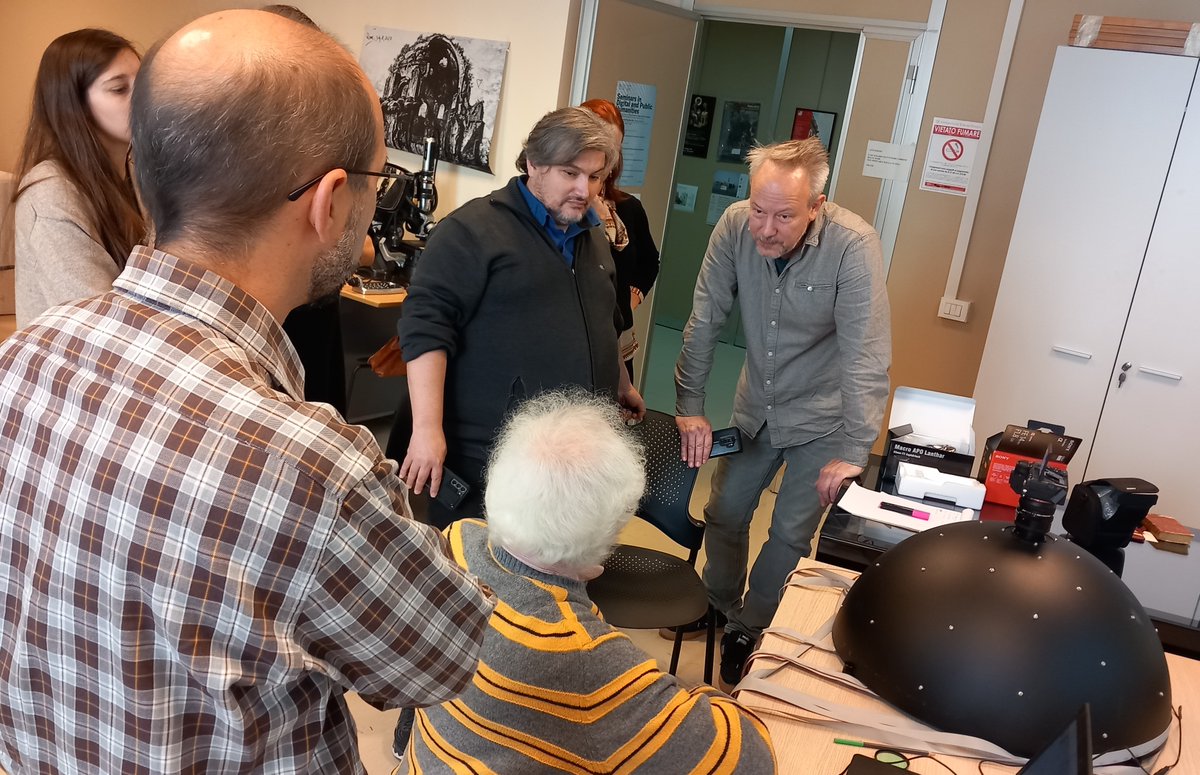 A new acquisition at <a href="/venicedph/">VeDPH</a>! 
Today a technician from #MadaTec presented to our team and faculty our new #RTI (Reflectance Transformation Imaging) Dome. An image capture tool that uses reflective side light to highlight surface changes of an object.