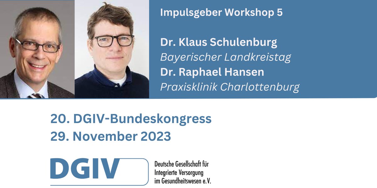 dgiv_ev's tweet photo. 📣 Zum 𝐋𝐞𝐯𝐞𝐥 1𝐢 𝐊𝐫𝐚𝐧𝐤𝐞𝐧𝐡𝐚𝐮𝐬 haben wir unser 5. Workshop mit diesen beiden wunderbaren Referenten gewidmet: 
🔷Dr. Klaus Schulenburg &amp; Dr. Raphael Hansen.  👉Anmeldung unter: https://t.co/uolo5Sem9o https://t.co/wmAni0GzfV