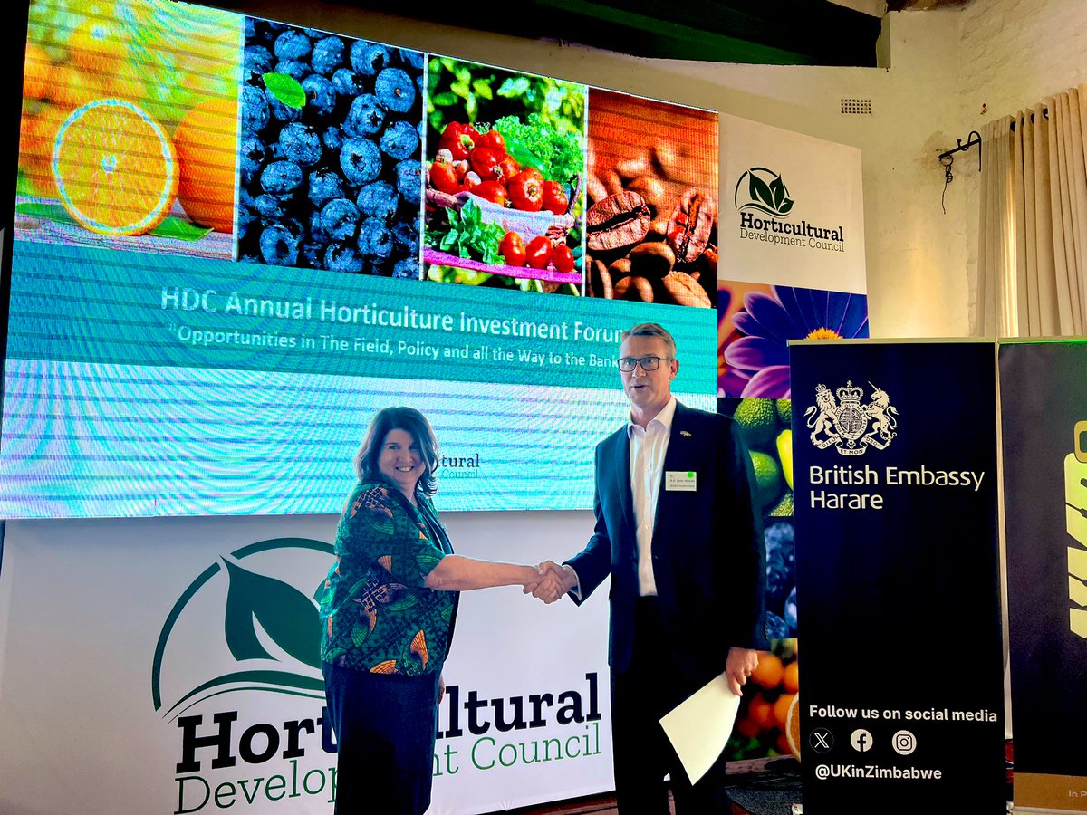 UKinZimbabwe's tweet photo. We’ve launched a partnership with @hdczim to increase exports of crops like blueberries, chillies and peas to the UK 🇬🇧.

This will:

➡️ Support Zimbabwe's strategies to build a robust horticulture industry by 2030.

➡️ Help farmers earn more forex. https://t.co/MBRtWn57KN