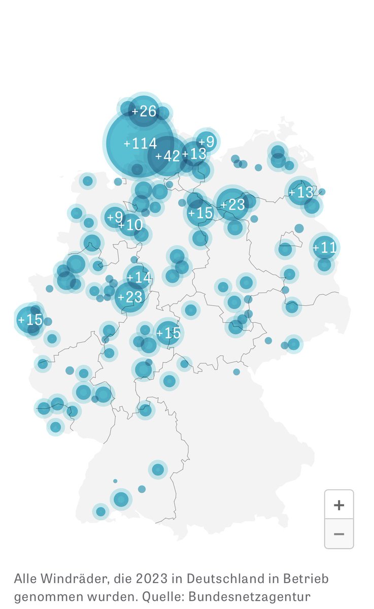 elektrokarre's tweet image. Entwicklungsländer im Süden. Alle neu in Deutschland neu dazu gekommene Windräder 2023. Quelle: 
zeit.de/wirtschaft/202…