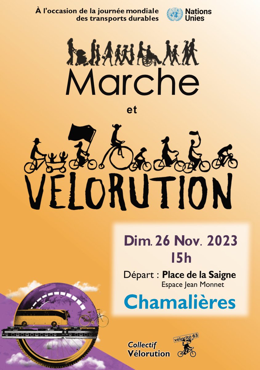 C'est le retour de la Vélorution 😍😍

🚲 Save the date : dimanche 26 novembre 2023 à 15h
Départ : Place de la Saigne (espace Jean Monnet)
Trajet : dans Chamalières (à venir)

👣 Une marche aura également lieu, pour mettre en valeur également ce mode de déplacement.
