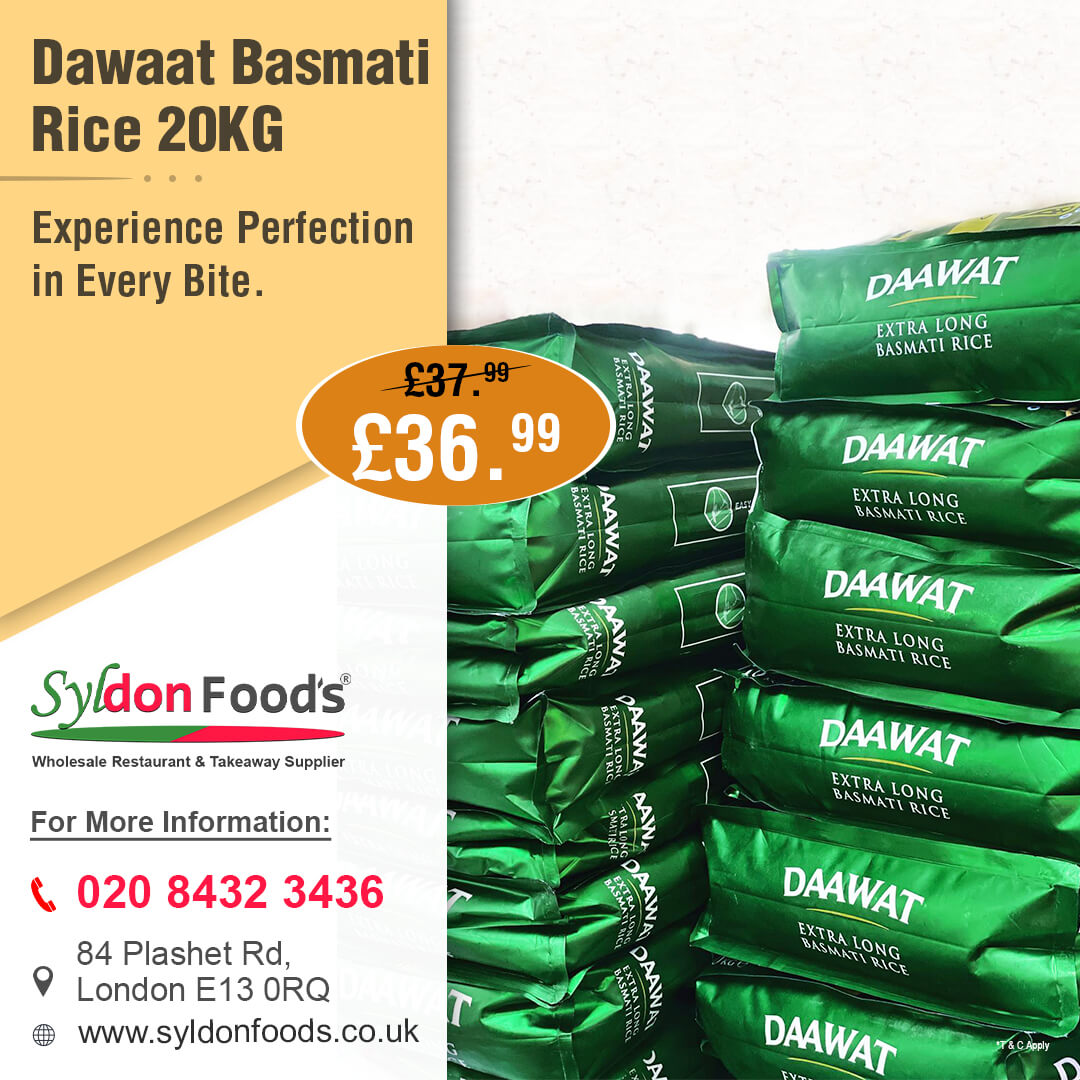 🌾November Special Offer on Basmati Rice! 🍚
Dawaat Basmati Rice now at £36.99

Call us on ☎️ +44 20 8432 3436 for more amazing deals
or Visit -www.syldonfoods.co.uk

#indiancusine #basmatirice #rice #wholesalesuppliers #syldonfoods #londonrestaurant #indianrestaurant #takeaway