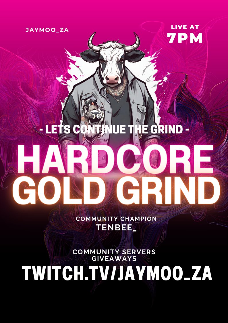 Whats going on everyone we are going live at 7pm🔥
x
To continue our grind for gold in Hardcore Call of duty + a couple surprises for all of you 🔥
x
twitch.tv/jaymoo_za