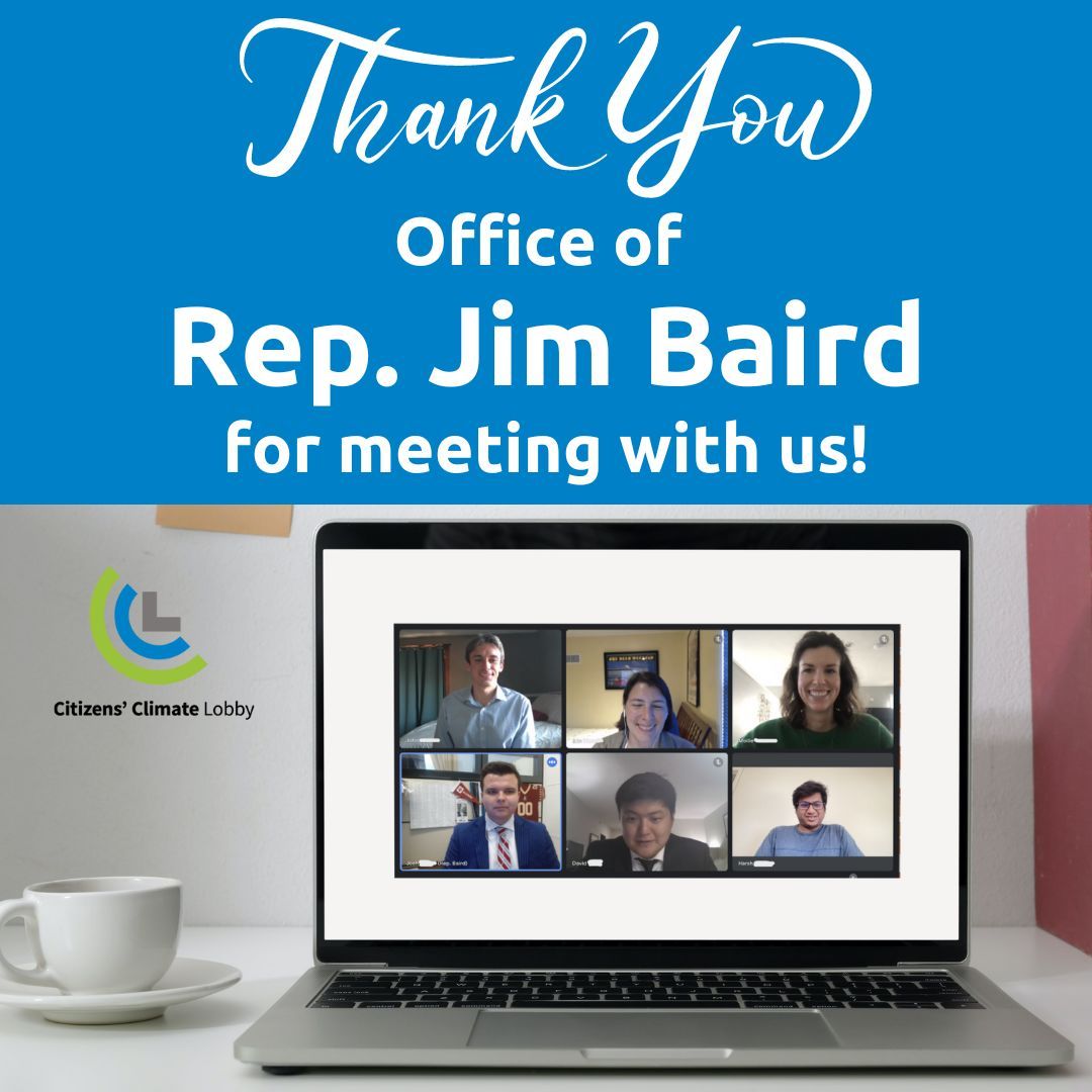 Last week, <a href="/CCL_Indiana/">Citizens Climate Lobby Indiana</a> had a virtual meeting with the Office of <a href="/repjimbaird/">Congressman Jim Baird</a> through Josh Weber and the Increased TSP Access Act. to discuss the BIG WIRES Act. We appreciate the time you have spent with us!