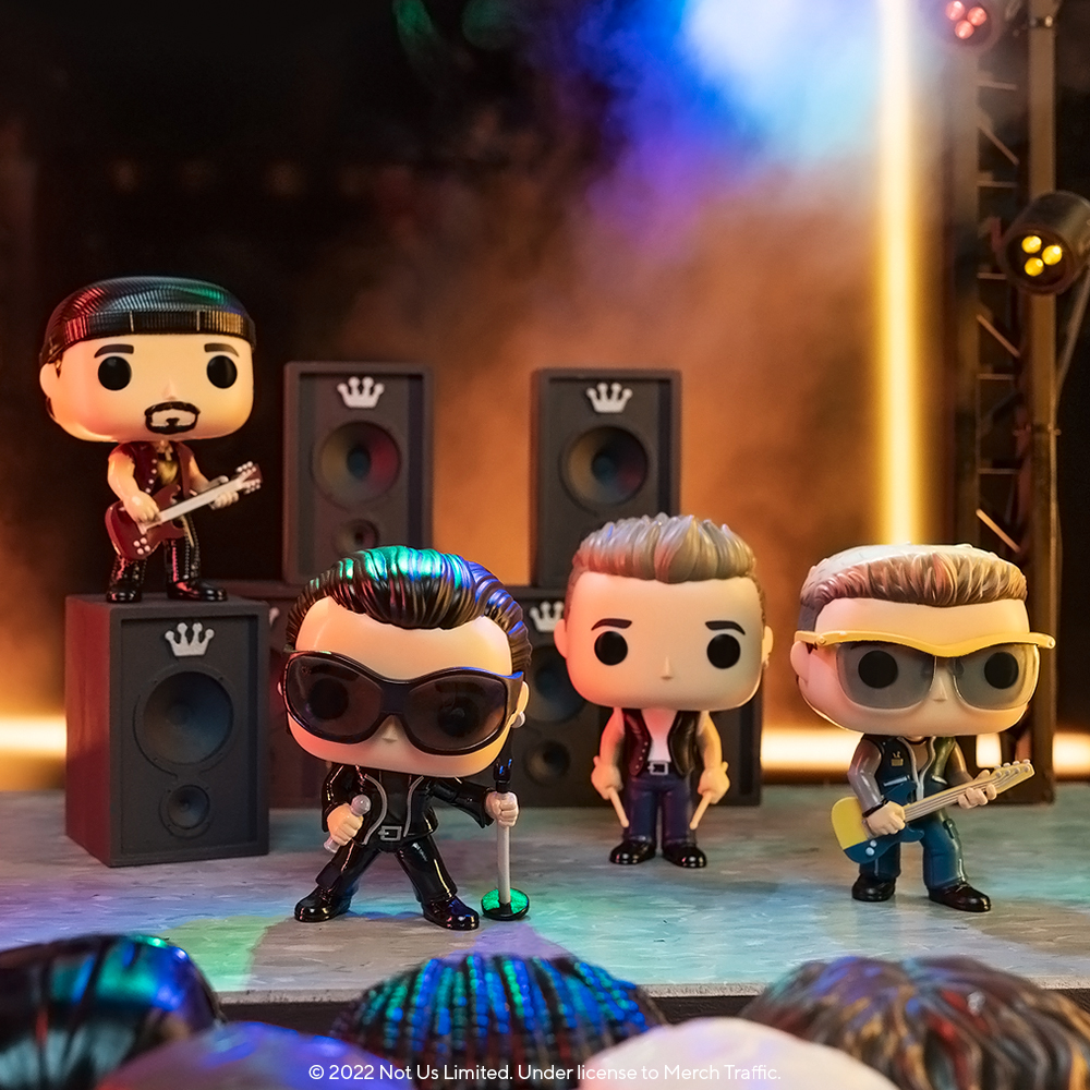 FunkoEurope's tweet photo. Set the stage for sensory overload and grab front-row seats for your own U2 Zoo TV tour. Pops! Bono, Adam, The Edge, and Larry are together as an exclusive 4-pack. Pulse, rock, and sway to U2’s driving beats in a brand-new way! 

🎸 https://t.co/1VD7MI0ZZ2 https://t.co/bl6p5Q5DJO
