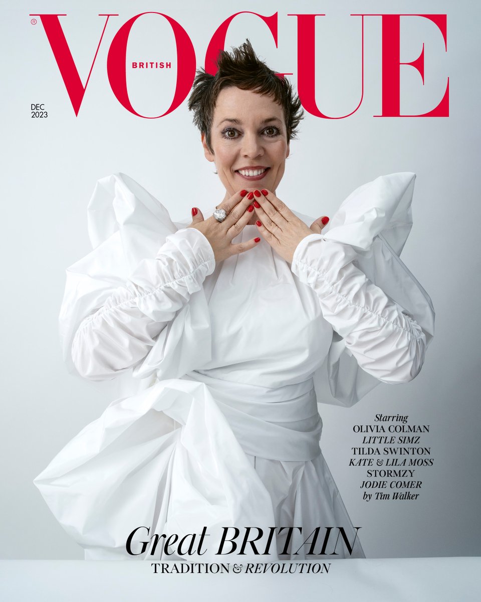 BritishVogue's tweet photo. Published with six different covers, the December 2023 issue of #BritishVogue considers ‘Tradition and Revolution’, the twin forces that have driven British life since year dot. On the first cover? Actor #OliviaColman. Read her interview here: https://t.co/aur3E7x6d7 https://t.co/ek5kz7Ec64