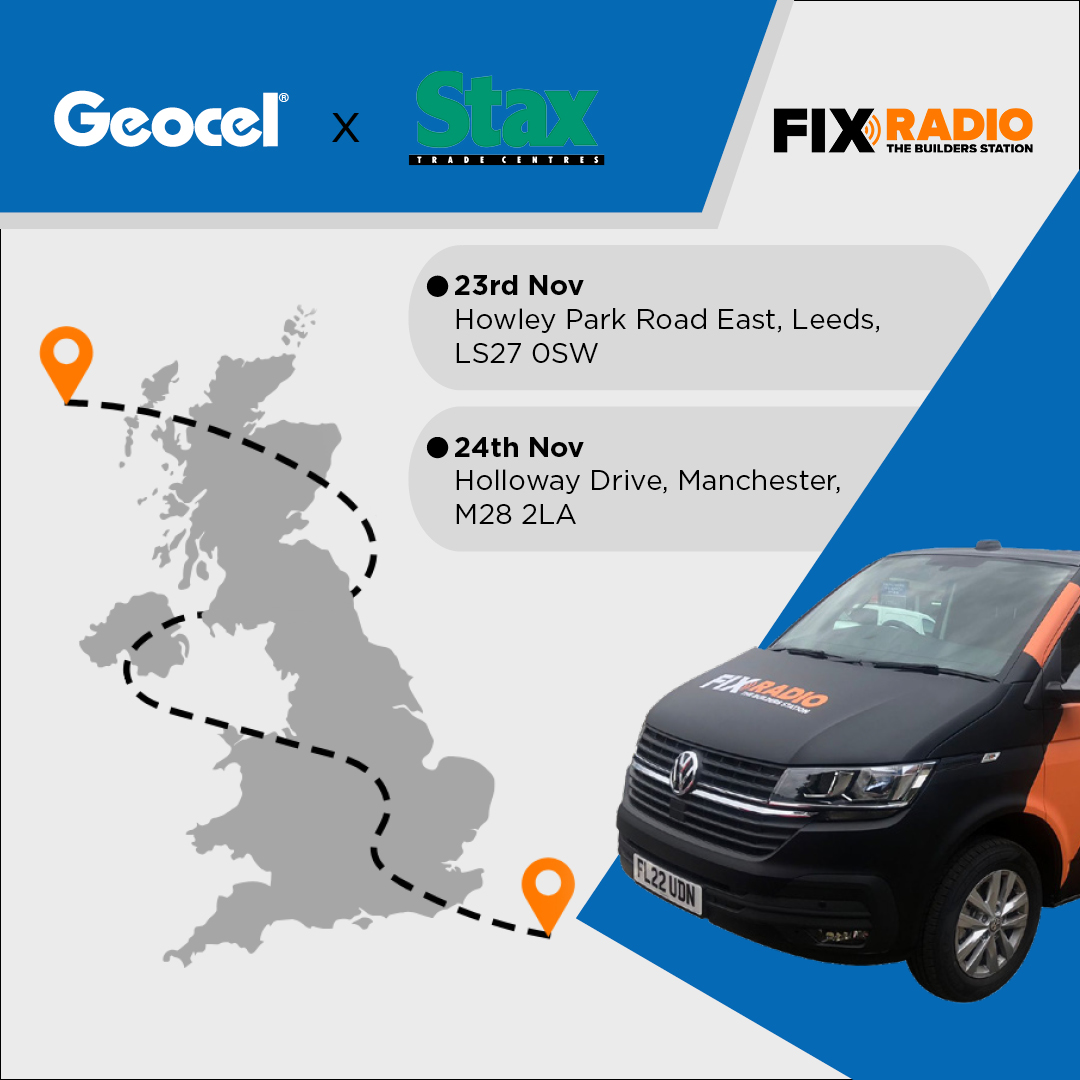 StaxTradeCentrs's tweet image. You’re invited to the Geocel x @FixRadioUK roadshow… 

The Fix Radio van will be popping in to our Leeds and Manchester branches next week, giving away hundreds of free Geocel and Dowsil products – and there’s a free breakfast on offer too!

#StaxTradeCentres #Geocel #FixRadio
