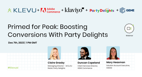 Join Klevu, <a href="/AdobeCommerce/">Adobe Commerce</a>, <a href="/gene_commerce/">GENE</a>, <a href="/klaviyo/">Klaviyo</a> and Party Delights for this webinar.

The webinar will focus on:
🎈 Ensuring a smooth customer journey on site
🎈 Managing large volumes of traffic 
🎈 Mobile commerce
🎈Choosing the right tech stack

hubs.li/Q028FmSV0