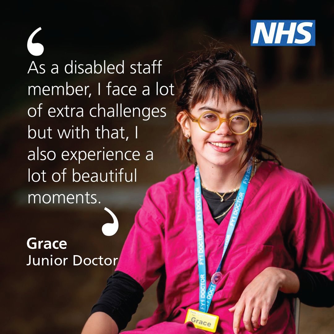 The NHS is one of the largest employers of disabled people in Europe. That’s people like Grace, a junior doctor who works at @LG_NHS. This #UKDisabilityHistoryMonth, we’re celebrating staff from across the NHS who are an inspiration to us all every single day. #UKDHM