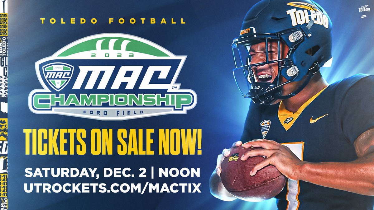 ToledoFB's tweet image. MAC Championship Game!  
Toledo (10-1) vs. Miami (9-2) 

#TeamToledo let's paint Ford Field midnight blue!
   
Order your tickets here ⬇️
bit.ly/3ugIz6j