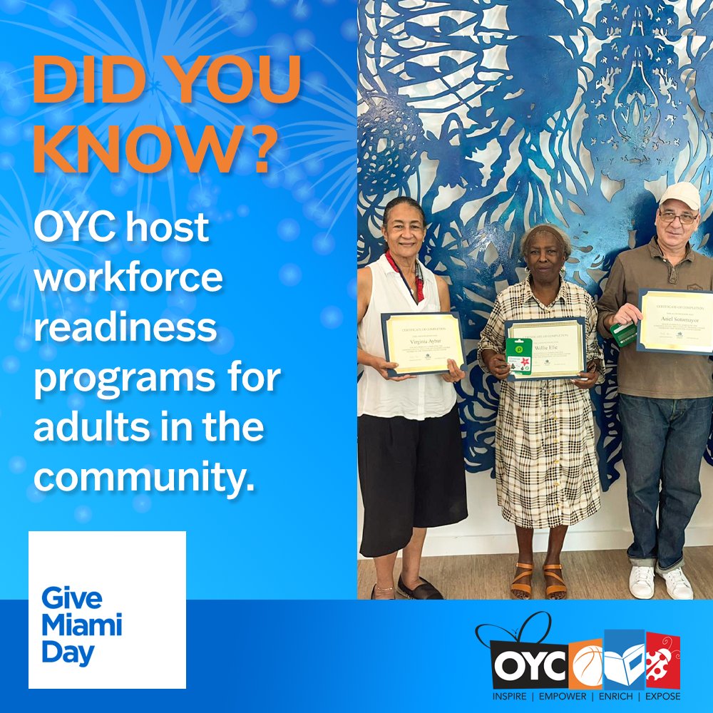 OYC Miami (@oycmiami) on Twitter photo Have you shared the message that today is GIVE MIAMI DAY? Give Miami Day, is the <a href="/MiamiFoundation/">The Miami Foundation</a> 24-hour of giving, and you have the chance to support organizations like OYC. By making a donation to OYC, a portion of your donation will be matched. Join the movement and support O Have you shared the message that today is GIVE MIAMI DAY? Give Miami Day, is the <a href="/MiamiFoundation/">The Miami Foundation</a> 24-hour of giving, and you have the chance to support organizations like OYC. By making a donation to OYC, a portion of your donation will be matched. Join the movement and support O
