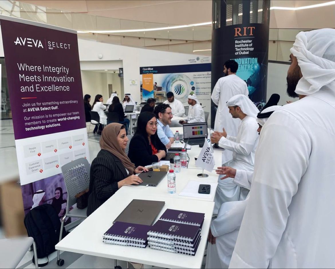 AVEVASelectGCC's tweet photo. AVEVA Select Gulf was thrilled to be part of the RIT's Emiratization Career Day, sharing insights about our company, encouraging Emirati talents to explore opportunities with us, and highlighting our dynamic career offerings and graduation programs. https://t.co/OHlyjgJHhw
