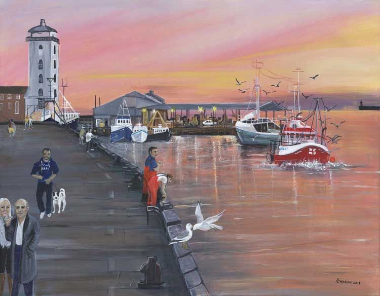 Sunrise Reflections by Pam Morton buff.ly/47qu8e4 #RiverTyne #NorthShields #FishQuay Signed limited edition prints available with Free UK mainland delivery.