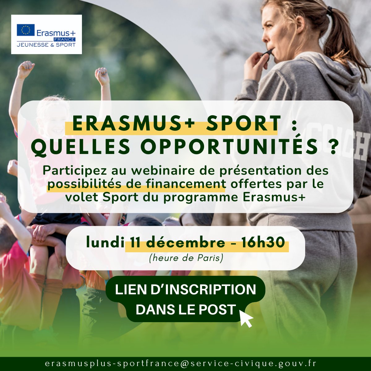 TitouanMartinB's tweet photo. À la fin de ce webinaire, les financements Erasmus+ Sport n'auront plus aucun secret pour vous ! 🧐
📅 11 décembre à 16h30 (heure de Paris)
📝 Inscription: https://t.co/HMqbg2NQde
Vous connaissez des gens impliqués dans une organisation sportive ? Mentionnez-les sous ce post 🤝 https://t.co/QV3kMTewNr