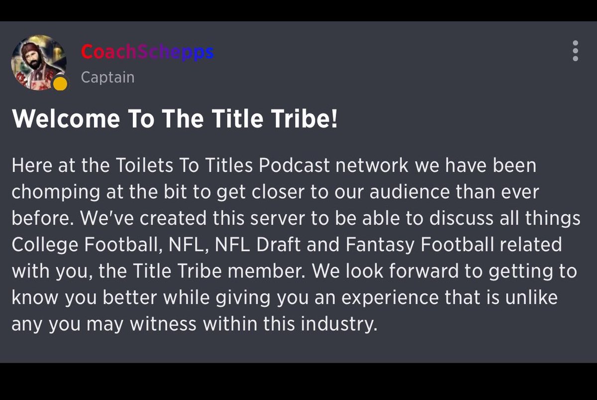 BearFanPete_FF's tweet image. Interested in becoming a #titletribe member on the #Guilded app? Got questions? Hit up my guys 
@ToiletsToTitles @CoachSchepps @GeorgeReedFF @WillT2T @FritoBandito_FF @JustinFF_ @Mr1rrelevant @PruBaby10 many more great group of guys with all great insights, up your game with the