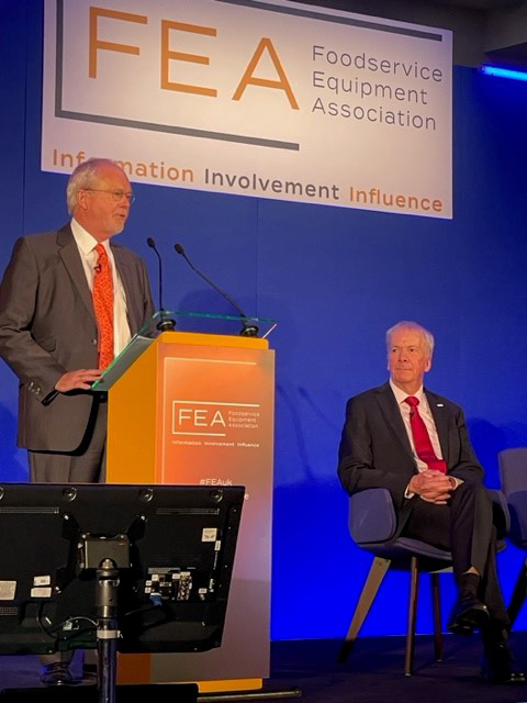 publicityworks's tweet photo. Steve Coates, left, and Keith Warren discuss the drive towards sustainability #sustainability #foodservice #foodserviceindustry #foodserviceequipment @FEA_uk #FEA #FEAconference https://t.co/WbZqW5jcJu