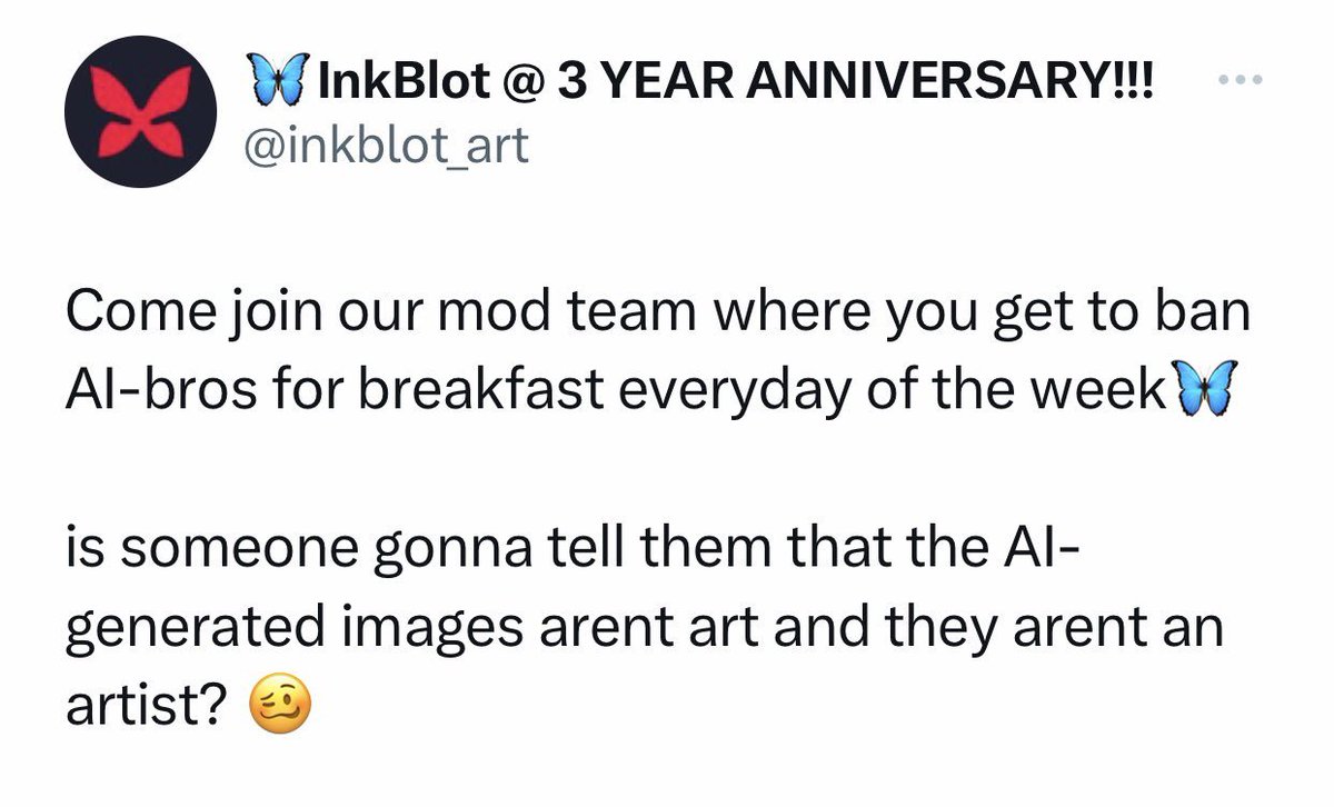 Ooops...maybe banning most of your future customers isn't the best strategy for an art portal to survive.

Catering to the few hundred shrieking Luddites isn't  exactly a viable growth strategy 🤣