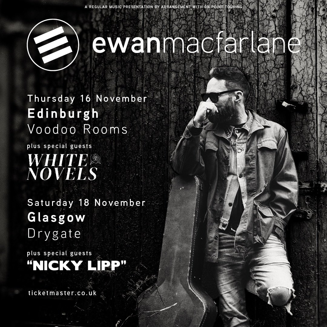 Tonight Ewan MacFarlane plays @voodoorooms 🎸 Doors - 7.30pm @WhiteNovels - 8pm @macfarlane440 - 8.45pm Limited tickets 🎟️ will be available on the door!