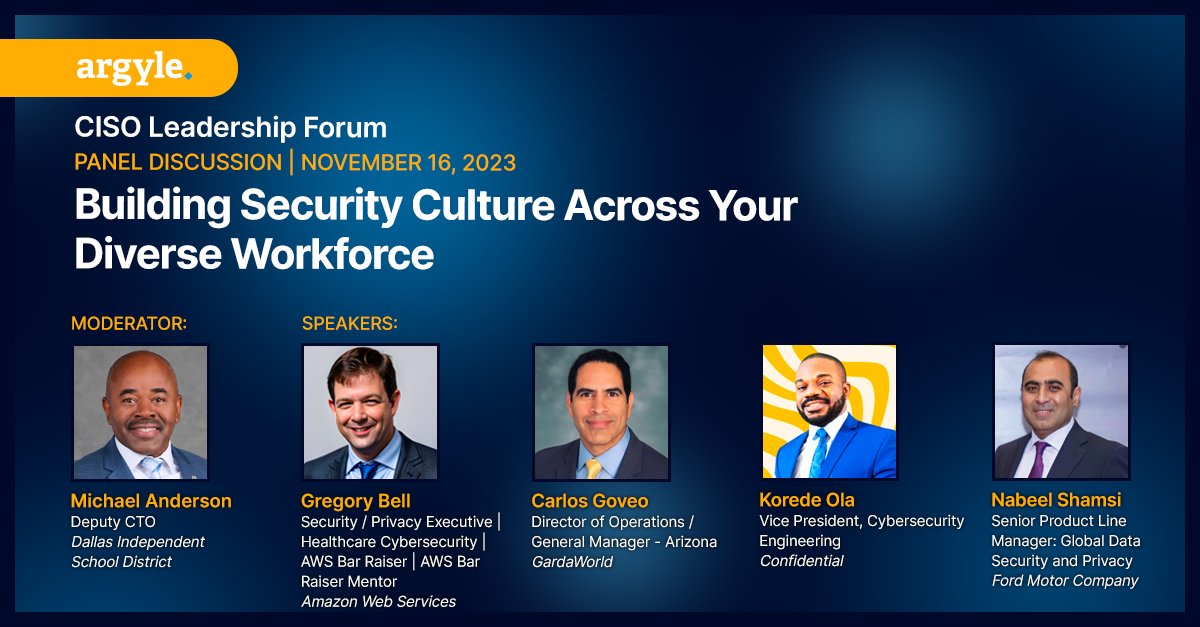 I am excited to announce that I will be speaking at the <a href="/ArgyleExecForum/">Argyle</a> CISO Leadership Forum on November 16, 2023! 

Register now: bit.ly/465xsKH 
#ArgyleDigital #IT #CISO
