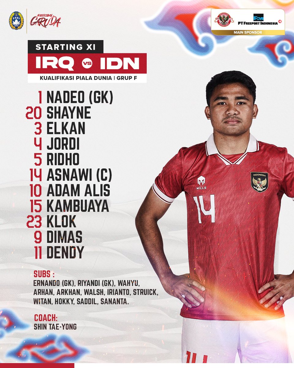 World Cup 2026 Qualifiers.
Starting Xl Pertandingan: ⬇️⬇️
IRAQ vs INDONESIA
#TimnasDay #BersamaGaruda #GarudaMendunia #WCQ #WorldCupQualifiers #WCQ2026 #InspiringStars