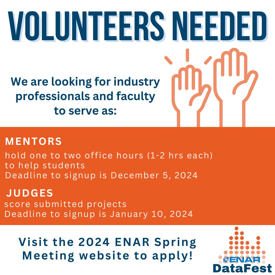 Introducing ENAR Datafest! A data analytic competition for MS and PhD student teams. 

Want to learn more? Details here: buff.ly/3SAXxy1