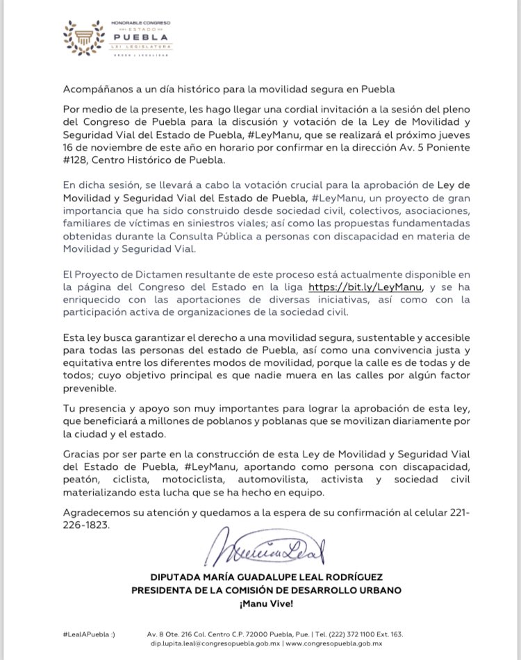 ManuViveAC's tweet image. Hoy es día histórico para el estado.

Se aprobará la Ley de Movilidad y Seguridad Vial, #LeyManu
entre muchas las muchas cosas que tienes es #NoMasMuertesViales
Nadie tiene por que morir por moverse en la vía pública 

Gracias por su trabajo y entrega @LupitaLeal_ 
@silvia_tanus