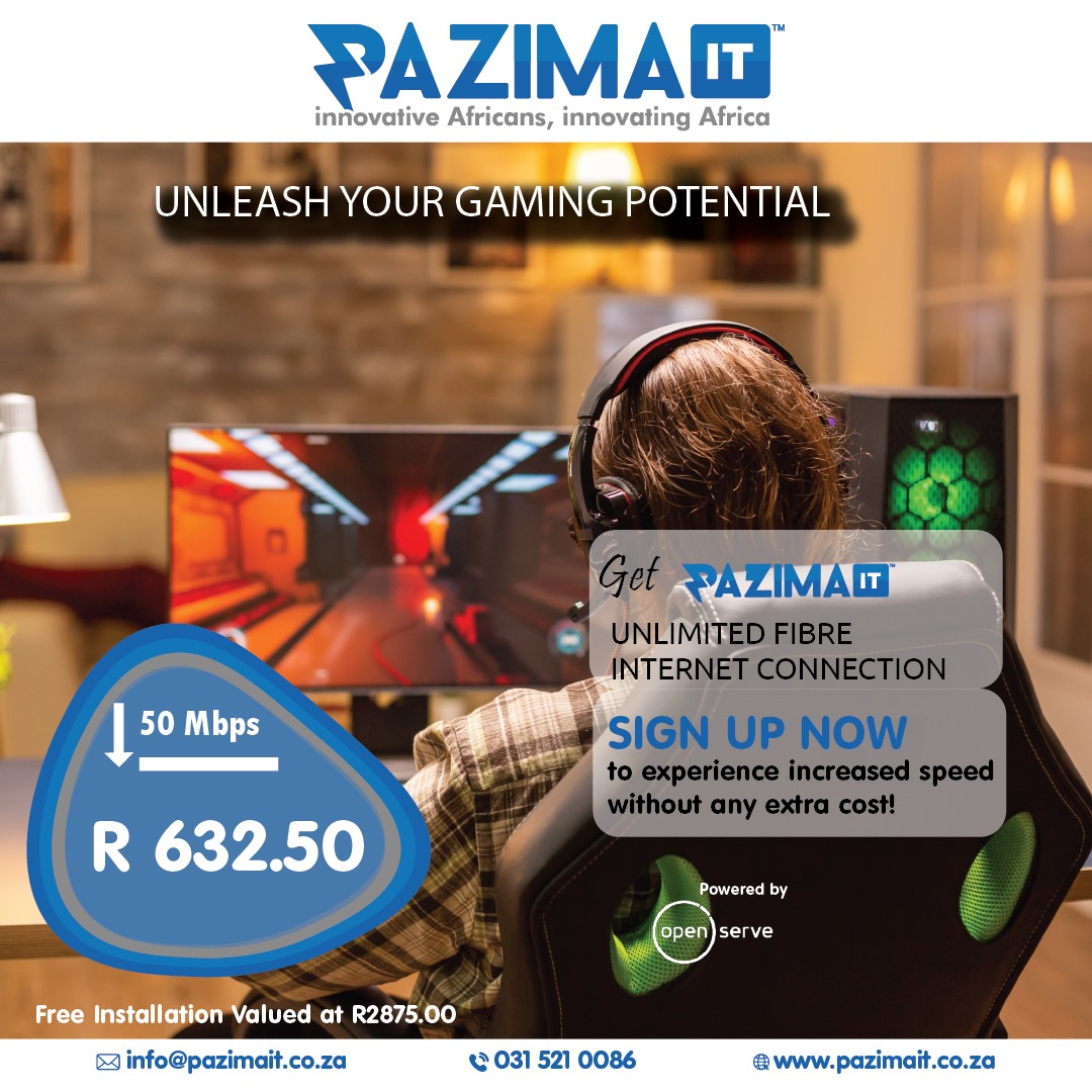 PazimaIT's tweet image. Experience the boost! Our @Openserve Fibre packages just got faster, and the best part? No extra cost! Sign up today at pazimait.co.za for a seamless, high-speed connection. 📷📷 #FasterInternet #Pazimait