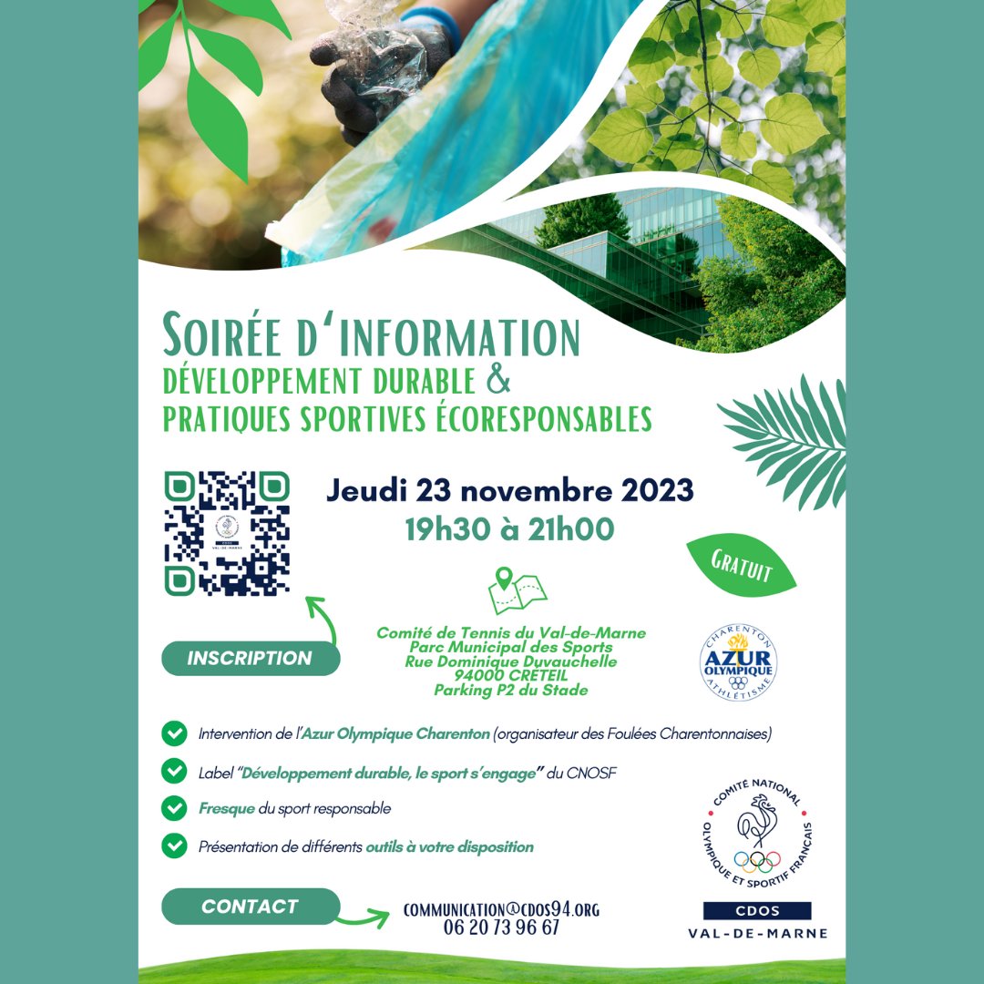 cdos94's tweet image. 🍃  𝐉-𝟕 : 𝐒𝐨𝐢𝐫𝐞́𝐞 𝐃𝐞́𝐯𝐞𝐥𝐨𝐩𝐩𝐞𝐦𝐞𝐧𝐭 𝐝𝐮𝐫𝐚𝐛𝐥𝐞 du CDOS 94 ! 🤗📷
🌍 Inscrivez vous ici : forms.gle/ibMUx7czxCTgs3… 

#soirée #informations #développementdurable #écoresponsabilité #cdos94 #valdemarne #sport #écoresponsable