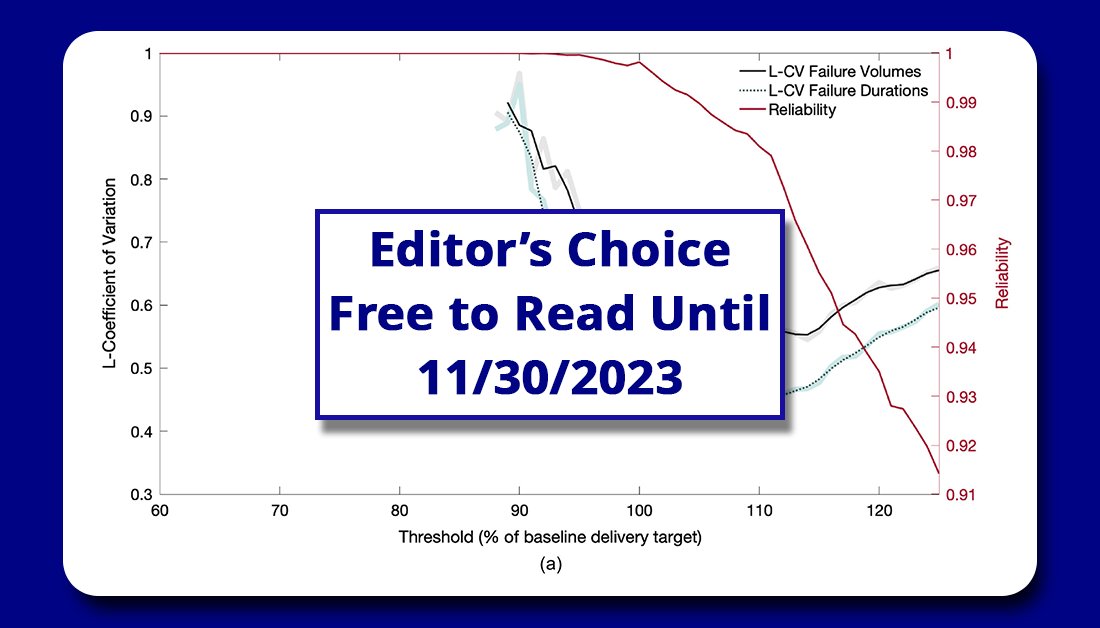 November's featured #WaterResources article presents a new approach to threshold selection for water systems planning based on regime shifts and early warning signals. @ASCE_EWRI Free Access Through November 30: doi.org/10.1061/JWRMD5…