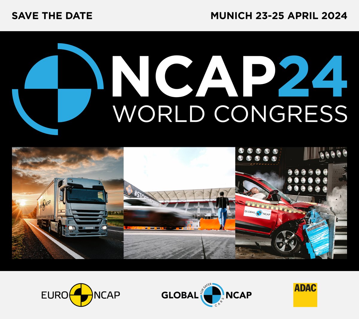 Our #NCAP24 World Congress in partnership with @EuroNCAP & @ADAC, will bring together NCAPs, regulators, OEMs & key industry stakeholders from around the world for discussions on the global future for safer vehicles and more sustainable mobility. globalncap.org/ncap24