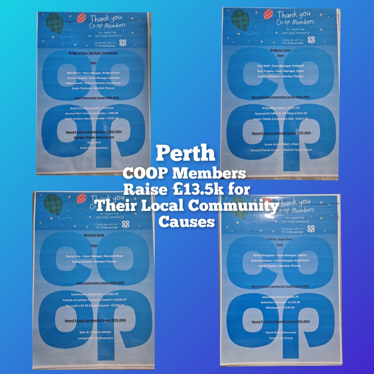 Massive Thank you to all our <a href="/coop/">Mike Cooper</a> members! £13.5k raised in Perth that's £1.5k up on last year 😍 #coopradio <a href="/WillMorris007/">Will Morris</a> <a href="/Tom_MPM/">Tom Copeland</a> <a href="/CindyMo34072747/">Cindy Morris</a> <a href="/EmmaGer81772961/">Emma Gerrard Member pioneer</a> <a href="/coopsarahc/">@SarahC</a> <a href="/JemmaWildman/">Jemma Wildman</a>