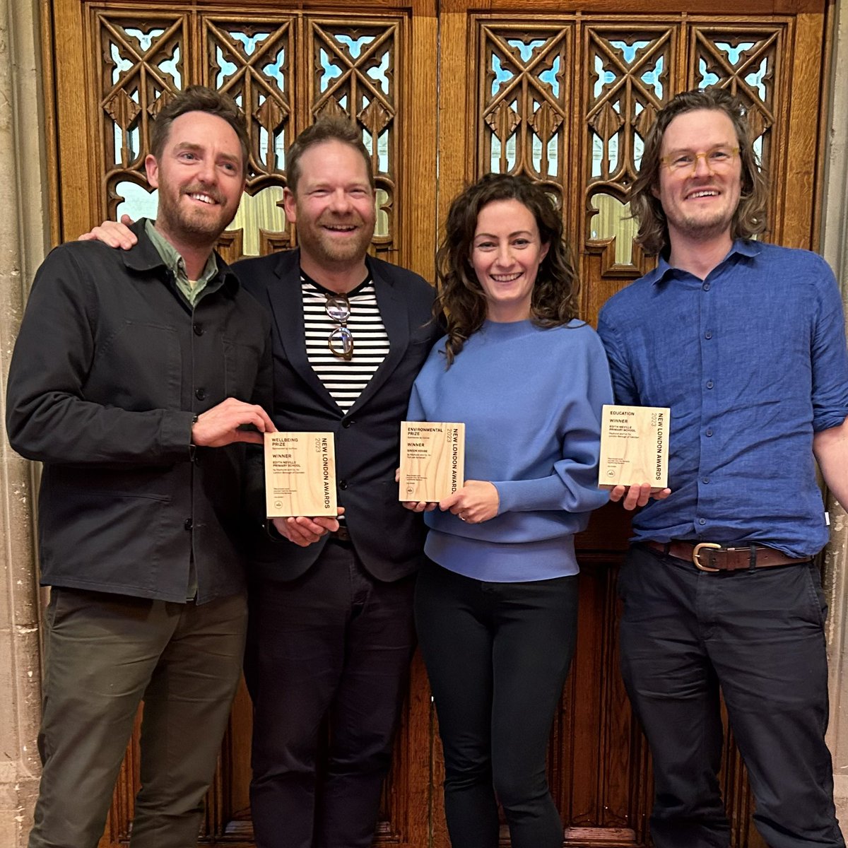 Humbled to have won 3 @nlalondon awards at yesterday’s ceremony.

@ENPrimarySchool for @wemakecamden won best education building in London and the ‘Wellbeing’ prize.

Green House in Tottenham won the ‘Environmental Prize’ for its innovative, low-energy design.

#totallystoked