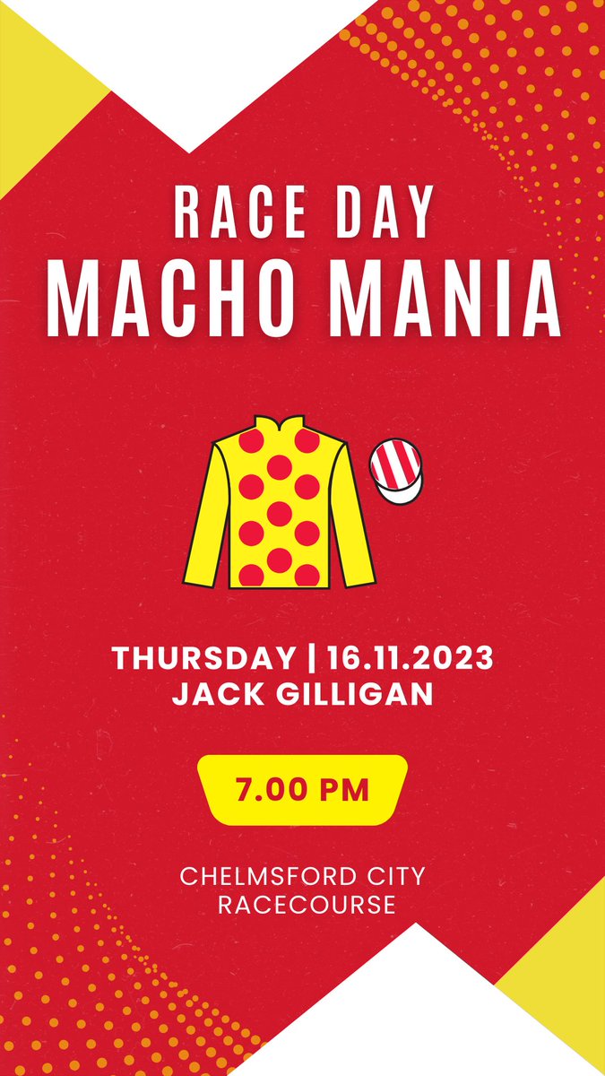 3 runners @ChelmsfordCRC: 🏇 Dazzerling runs at 6:30pm under Grace McEntee 🏇 Craggy Range runs at 7:00pm under Molly Presland 🏇 Macho Mania runs at 7:00pm under Jack Gilligan  📩 DM us for more info on how to get involved.