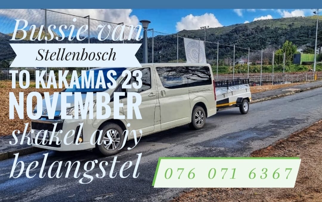 23Nov vanaf Stellenbosch na Kakamas en weer terug. Plekke beskikbaar