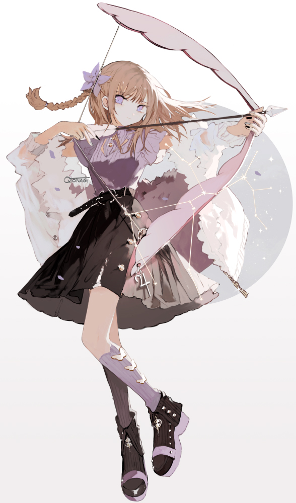 1girl solo bow (weapon) weapon skirt holding holding bow (weapon)  illustration images