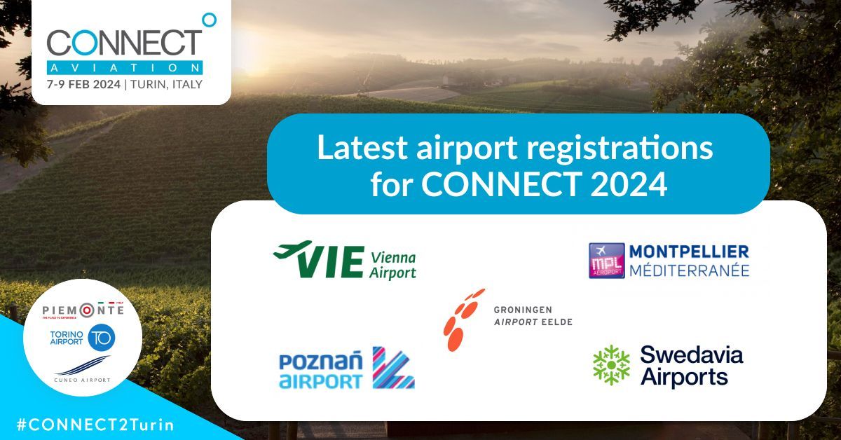 Connect_Aero's tweet photo. CONNECT Turin is the perfect time to meet airports, check out the latest registrations: @flughafen_wien, @MPLaeroport, @AirportEelde, @poz_airport, @Swedavia.

Register now to meet them: https://t.co/l9gwbfHmA8

#CONNECT2Turin
@regionepiemonte
@torinoairport 
#aviationevent https://t.co/LL2rrEAbQU