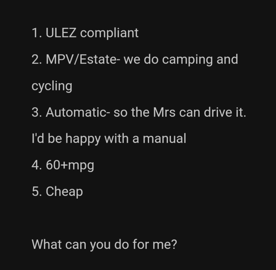 chops_garage's tweet photo. I appreciate every enquiry but I think I'll struggle with this one. 
If this car exists I'll take as many as you can find me! 
#car #carsales #cardealer #customer https://t.co/H3aPUDbnaB