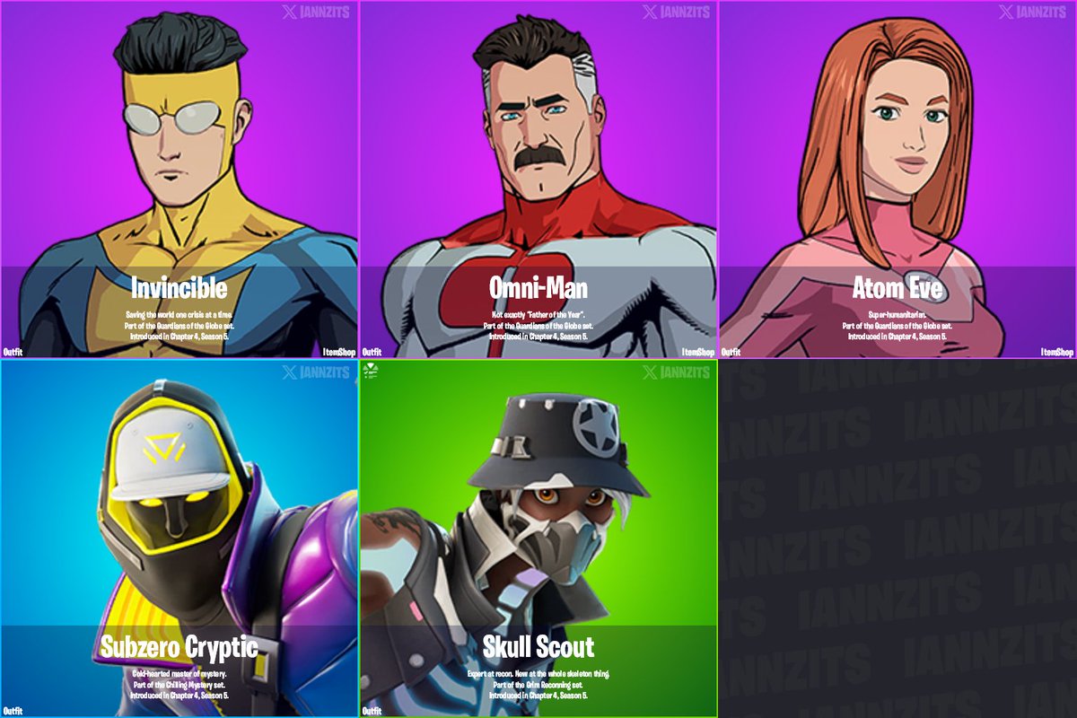 iannzits on X: Novas skins adicionadas na v18.10 do Fortnite