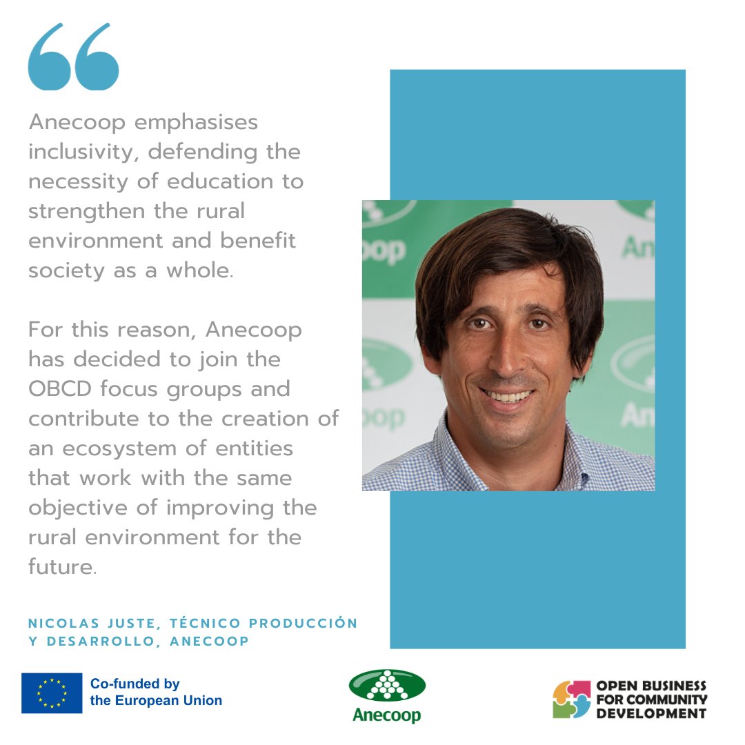 OBCDproject1's tweet photo. 🌟 Meet Anecoop🌟
Anecoop seeks solutions to address rural depopulation and improve the perception of agricultural work📚🌱
🔍We asked Nicolas Juste about the approach taken to find these solutions and why they joined the #OBCD Spanish ecosystem.
🔗https://t.co/aS8XqiKeEv https://t.co/DkXPvx641i
