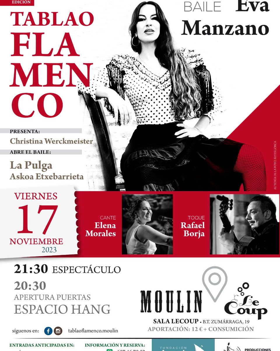 juanilole's tweet photo. #VitoriaGasteiz #FelizJueves
#diainternacionaldelflamenco #Flamenco en #Gasteiz #Gaztea #Mirarte en #TablaoFlamencoMoulin
#NoTeLoPierdas ##VitoriaDanza
#Viernes #17deNoviembre .@PubLeCoup https://t.co/D7Krkt9Ys6